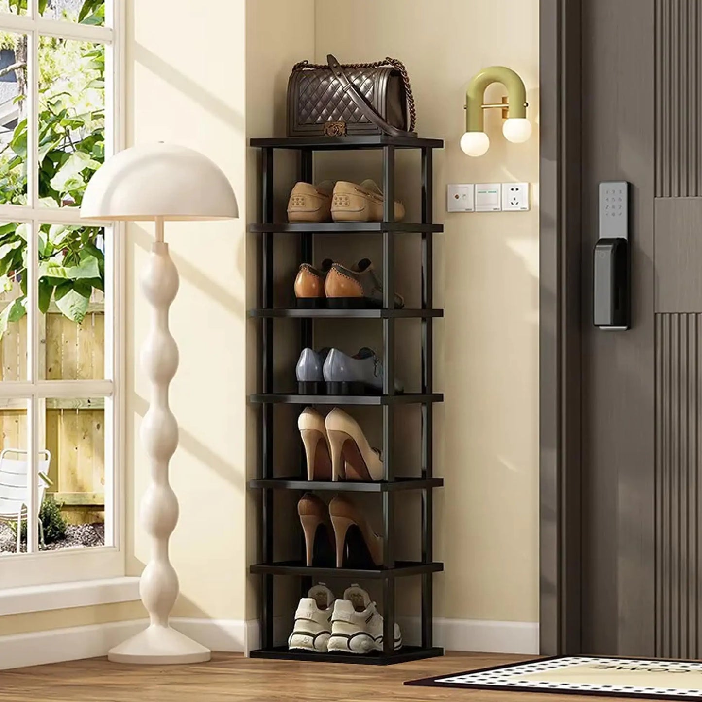 7-Tier Bamboo Vertical Shoe Rack – Slim Space-Saving Organizer VibelyDrop