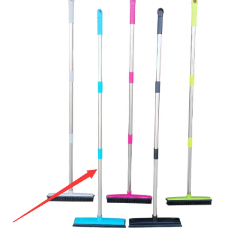 Silicone Pet Hair Broom VibelyDrop Blue 3 section pole