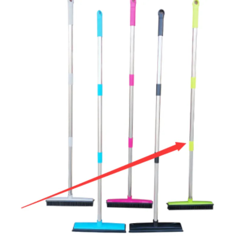 Silicone Pet Hair Broom VibelyDrop Green 3 section pole