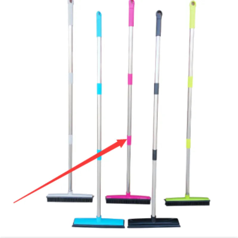Silicone Pet Hair Broom VibelyDrop Red 3 section pole