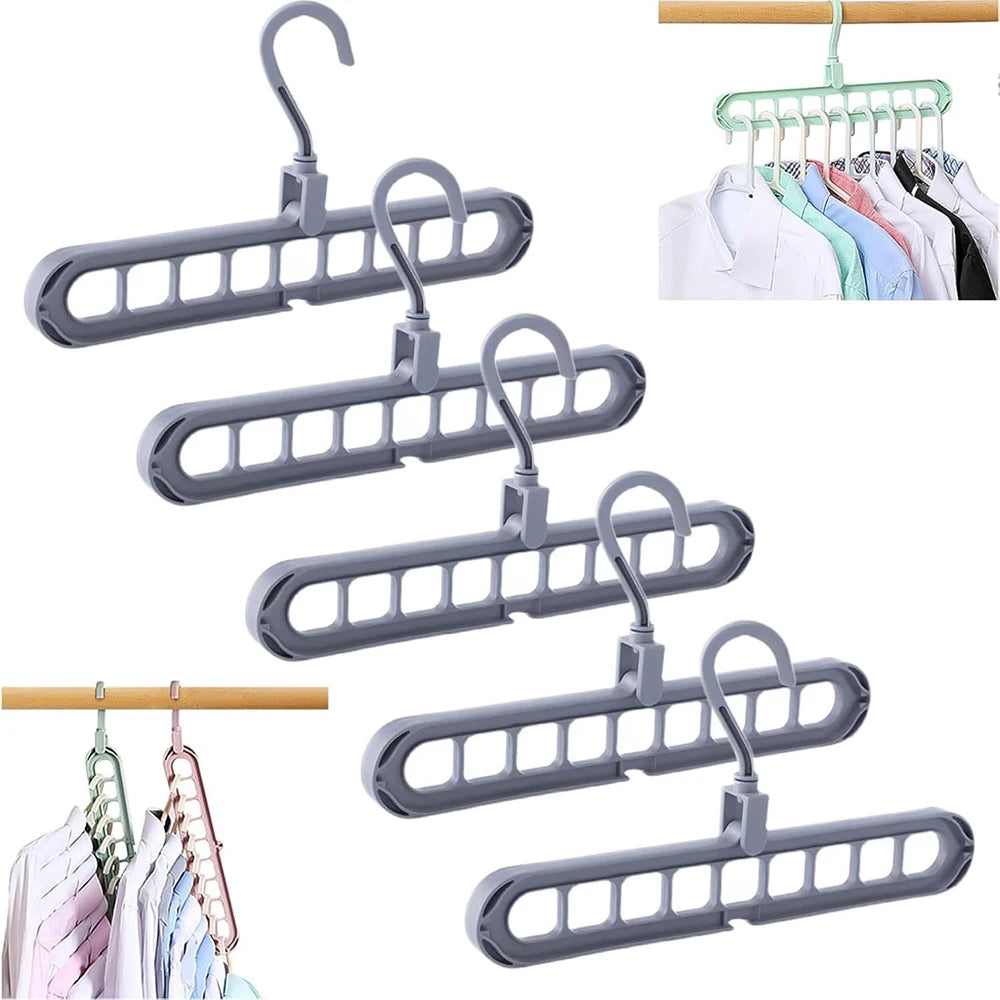 Multi Space Saving Heavy Duty Nine-Hole Plastic Hangers
