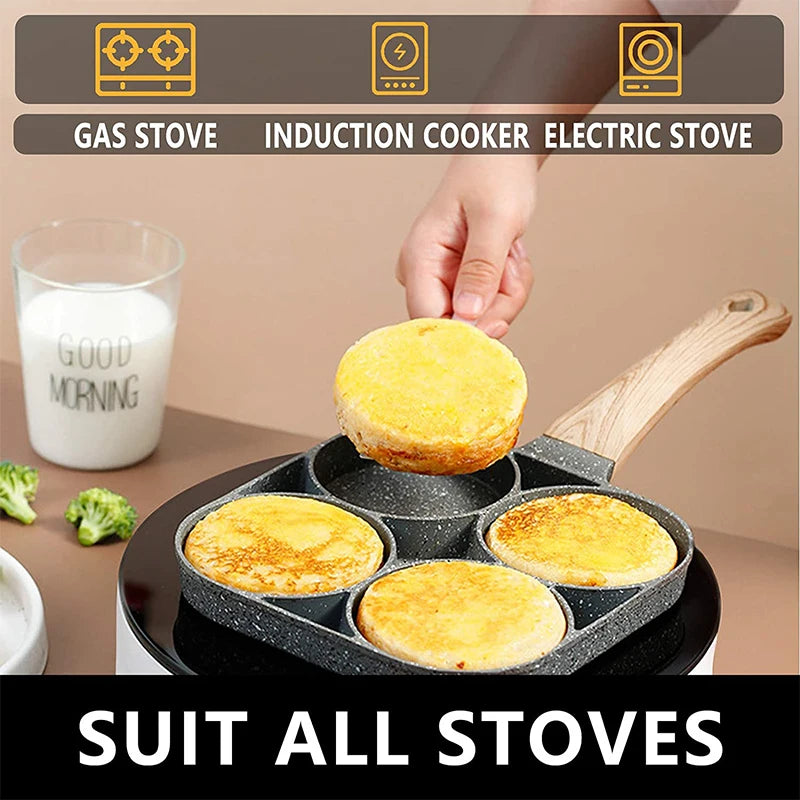 Pancake Egg Frying Pan 4 Cups Omelet Poached Egg Pan for Breakfast