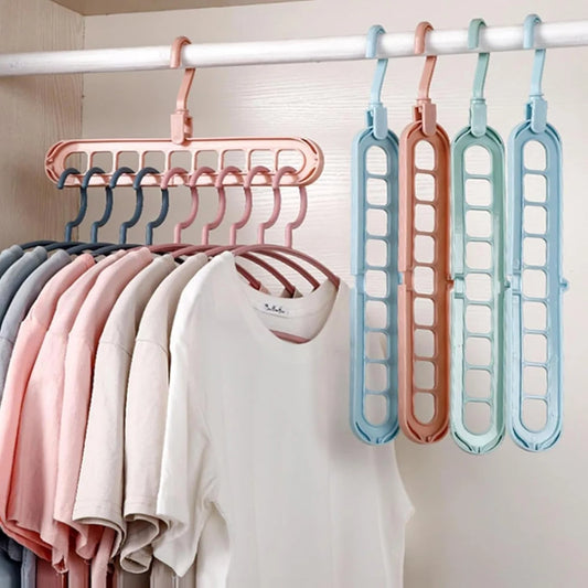 Multi Space Saving Heavy Duty Nine-Hole Plastic Hangers